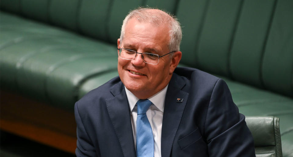 Prime Minister Scott Morrison smirking
