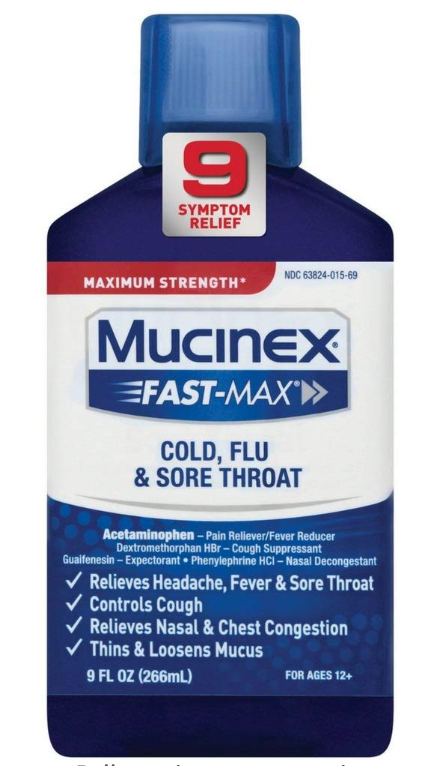 Mucinex Fast-Max Cold, Flu, & Sore Throat Relief Liquid. (Photo: Amazon)