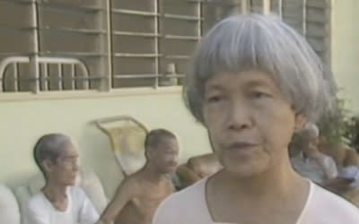 A younger Teresa Hsu in a CNN interview in 1988 at her Home for the Aged Sick. (Screenshot from CNN)