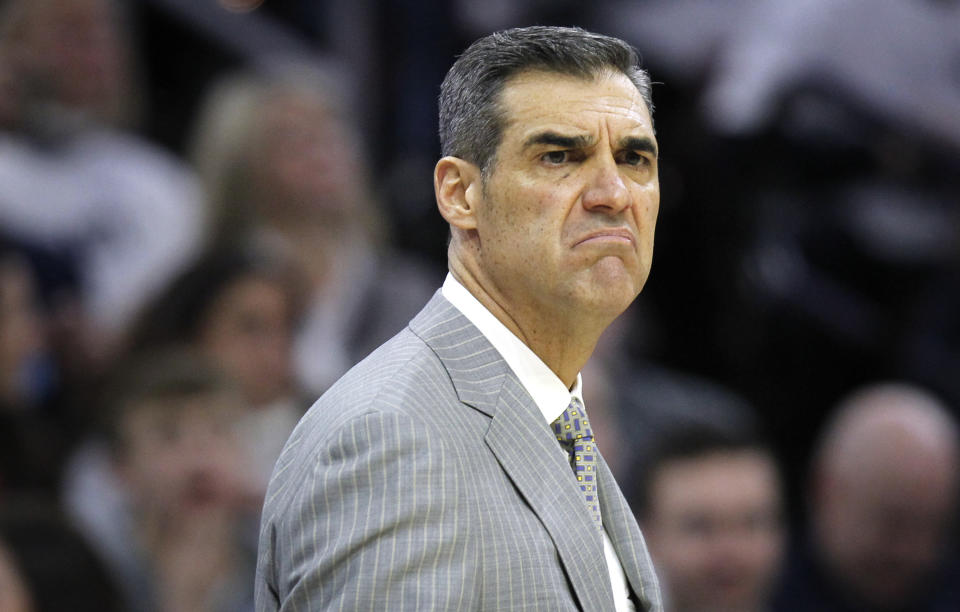 Villanova head coach Jay Wright shouldn’t be looking like that considering how his team is playing. (AP)