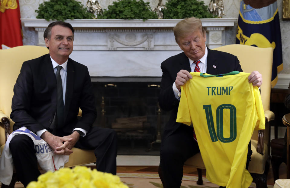 Trump y Bolsonaro tuvieron fueron grandes aliados en la región. (AP Photo/Evan Vucci)