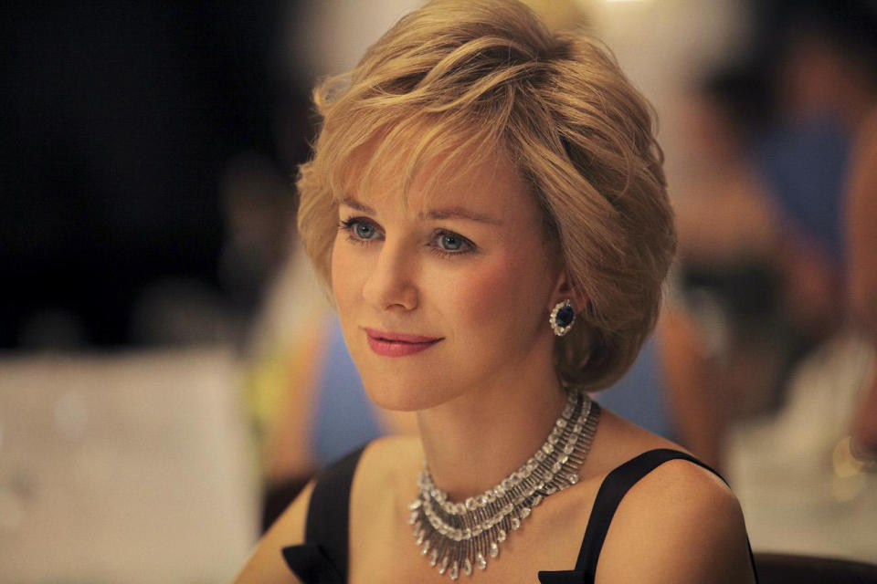 Undated handout photo issued by Ecosse Films of the first official image of Naomi Watts as Diana, Princess of Wales since filming began this week on the movie Diana.