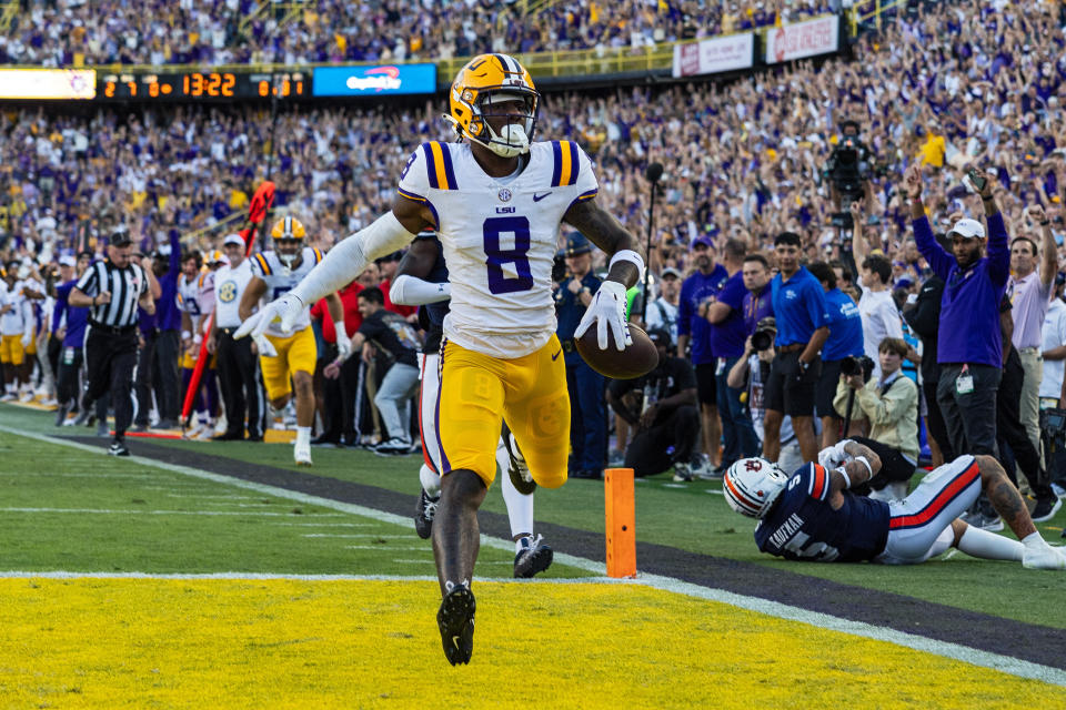 LSU's Malik Nabers is the third wide receiver off the board in the top five of Nate Tice's latest mock draft.