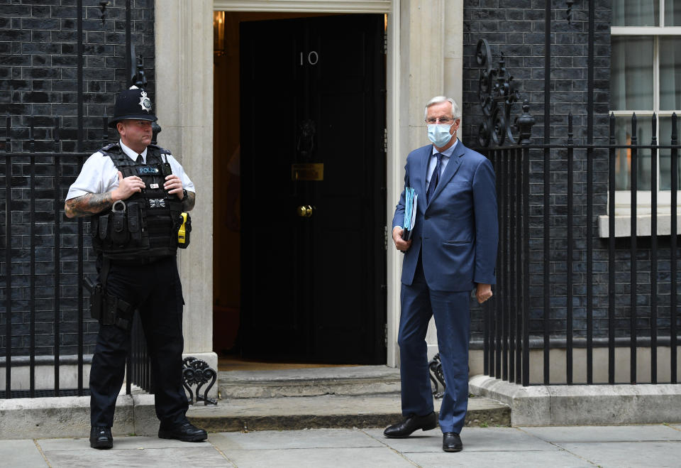 EU chief negotiator Michel Barnier arrives at 10 Downing Street in London. Photo: Leon Neal/Getty Images