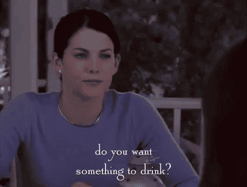 A GIF showing Lorelai from Gilmore Girls looking at Rory as she stands up to say the line referenced