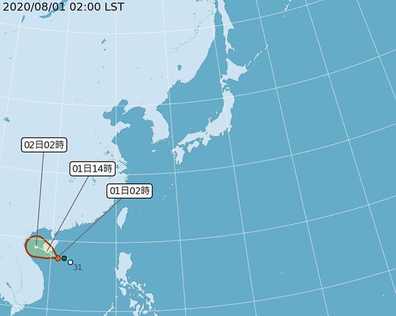 ▲颱風「辛樂克」最快今生成，會直接影響台灣，但仍需防範2到4日下周日至下周二期間，有局部短時大雨或豪雨發生機率。(圖／氣象局)