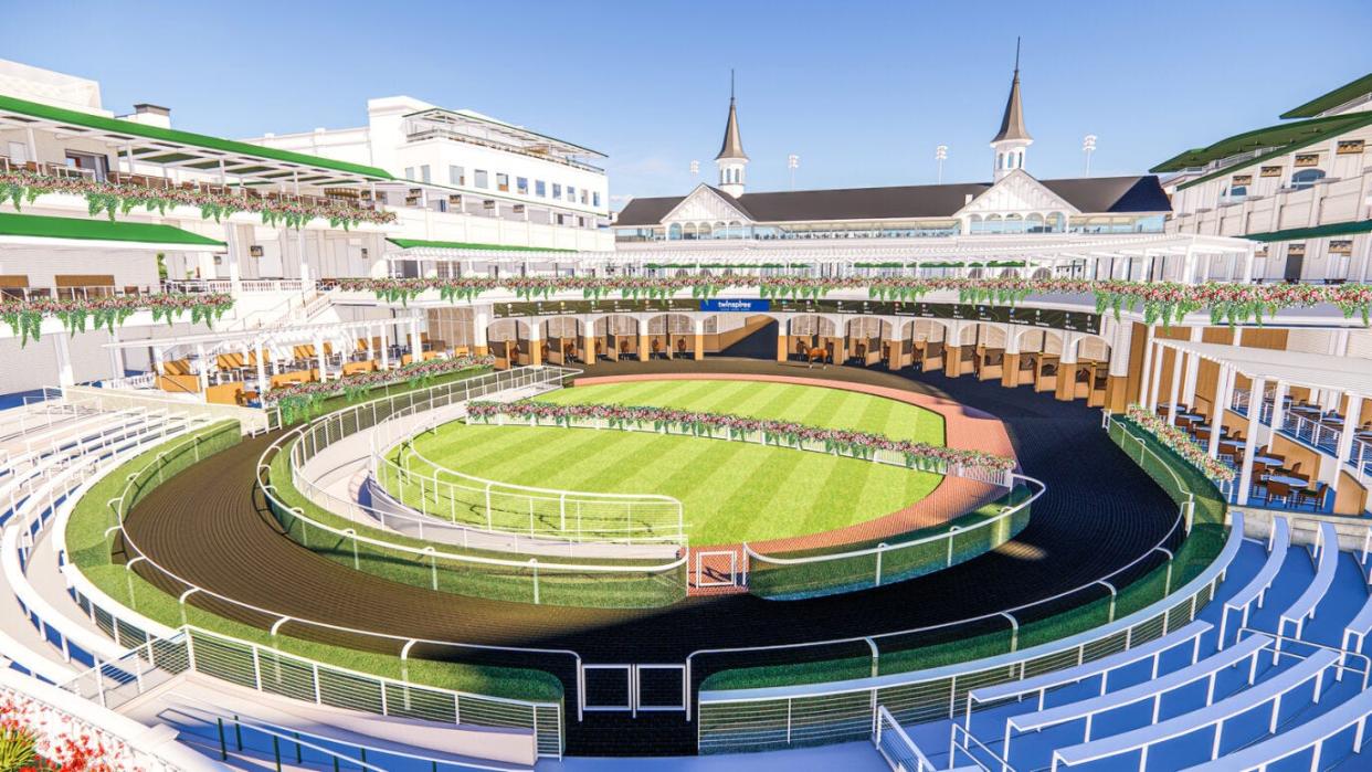 Rendering of the new paddock space at Churchill Downs Racetrack.