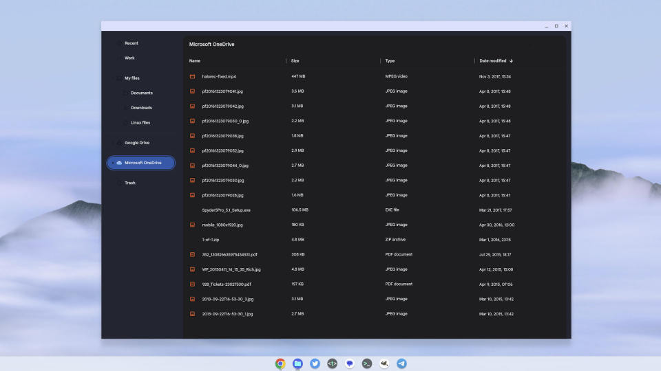 OneDrive integrated into the Chromebook Files app