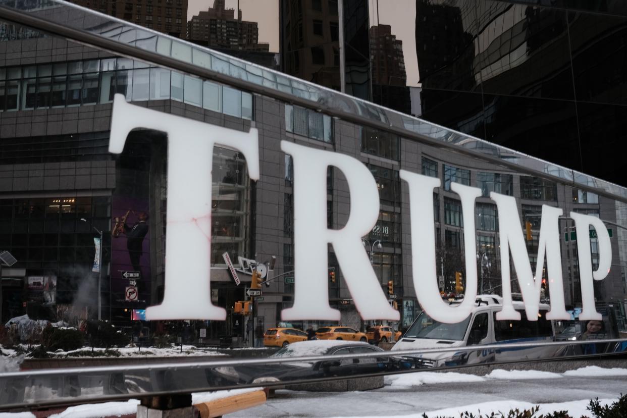A sign for the Trump International Hotel in New York City.