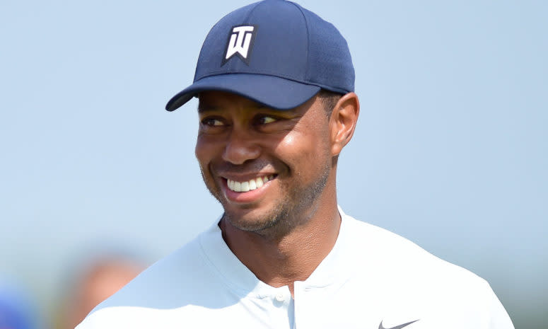 Tiger Woods smiles at the Northern Trust.