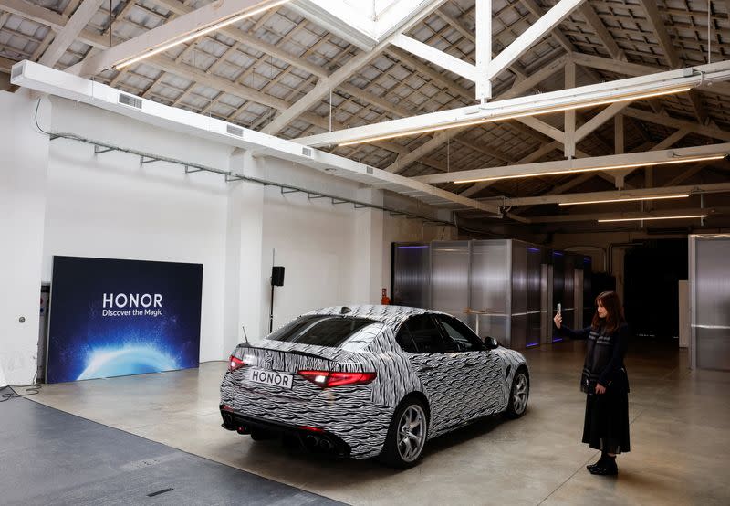 Honor staff drives a car with an eye-control app