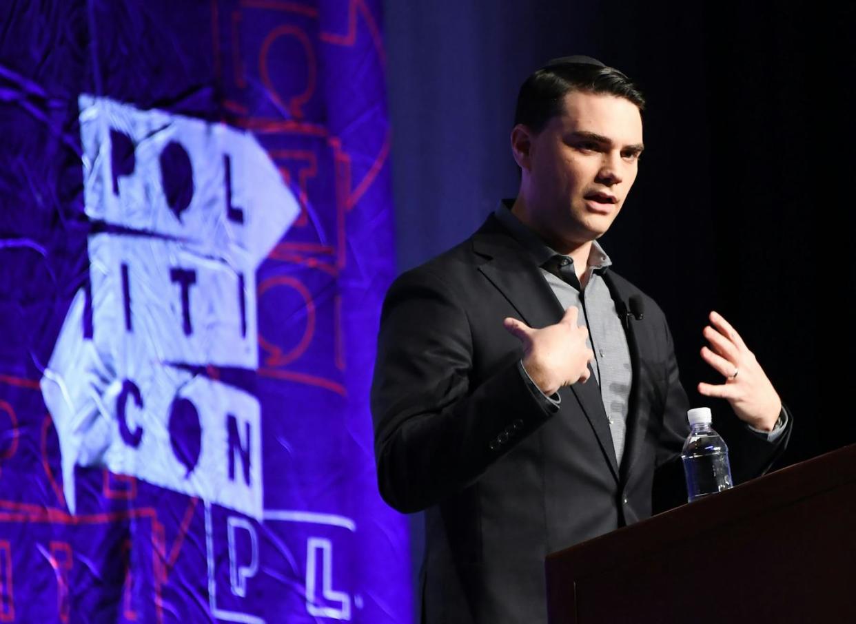 Conservative political commentator Ben Shapiro speaks at the 2018 Politicon in Los Angeles.