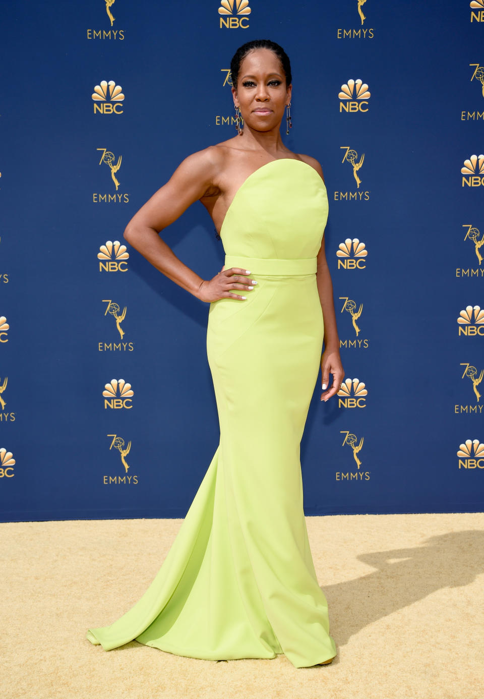 The actress in a structural Christian Siriano gown at the Emmys.