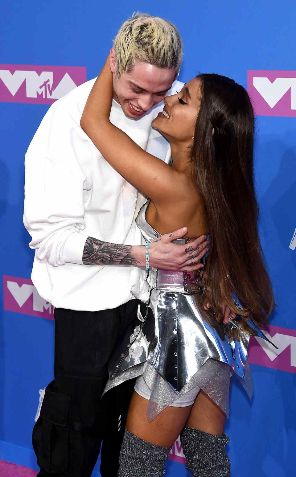 Pete Davidson and Ariana Grande attend the 2018 MTV Video Music Awards at Radio City Music Hall on August 20, 2018 in New York City