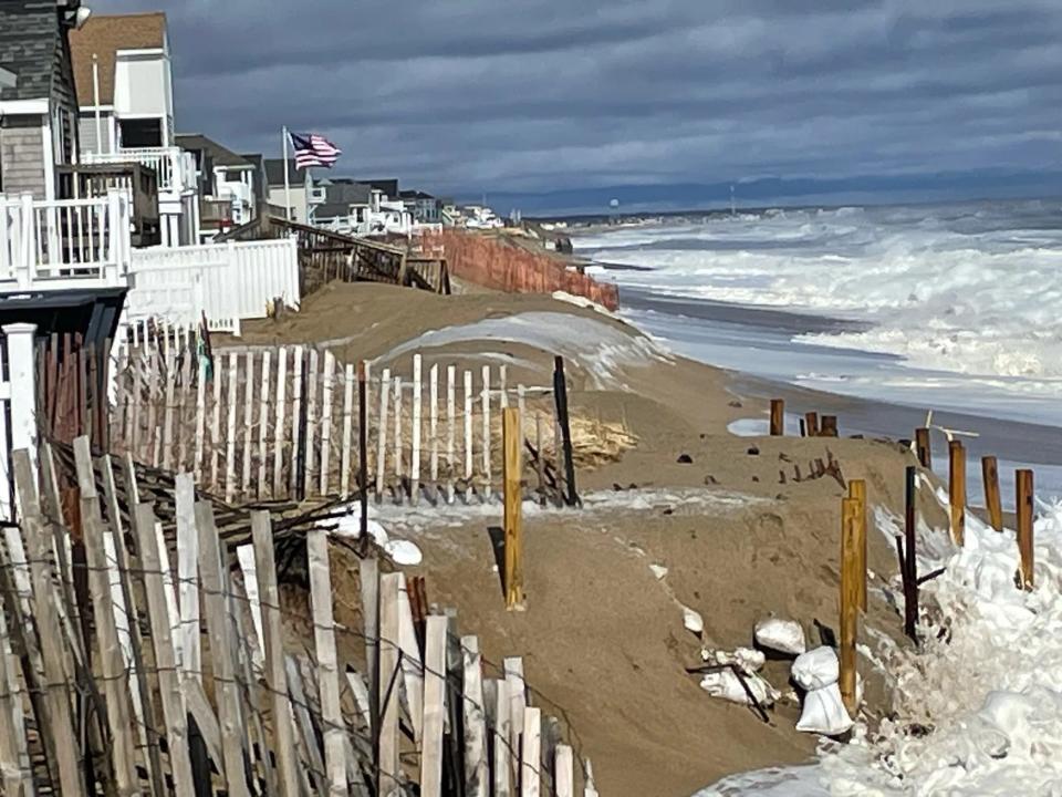 Property damage to the beach at Salisbury Beach after the March 10 storm.