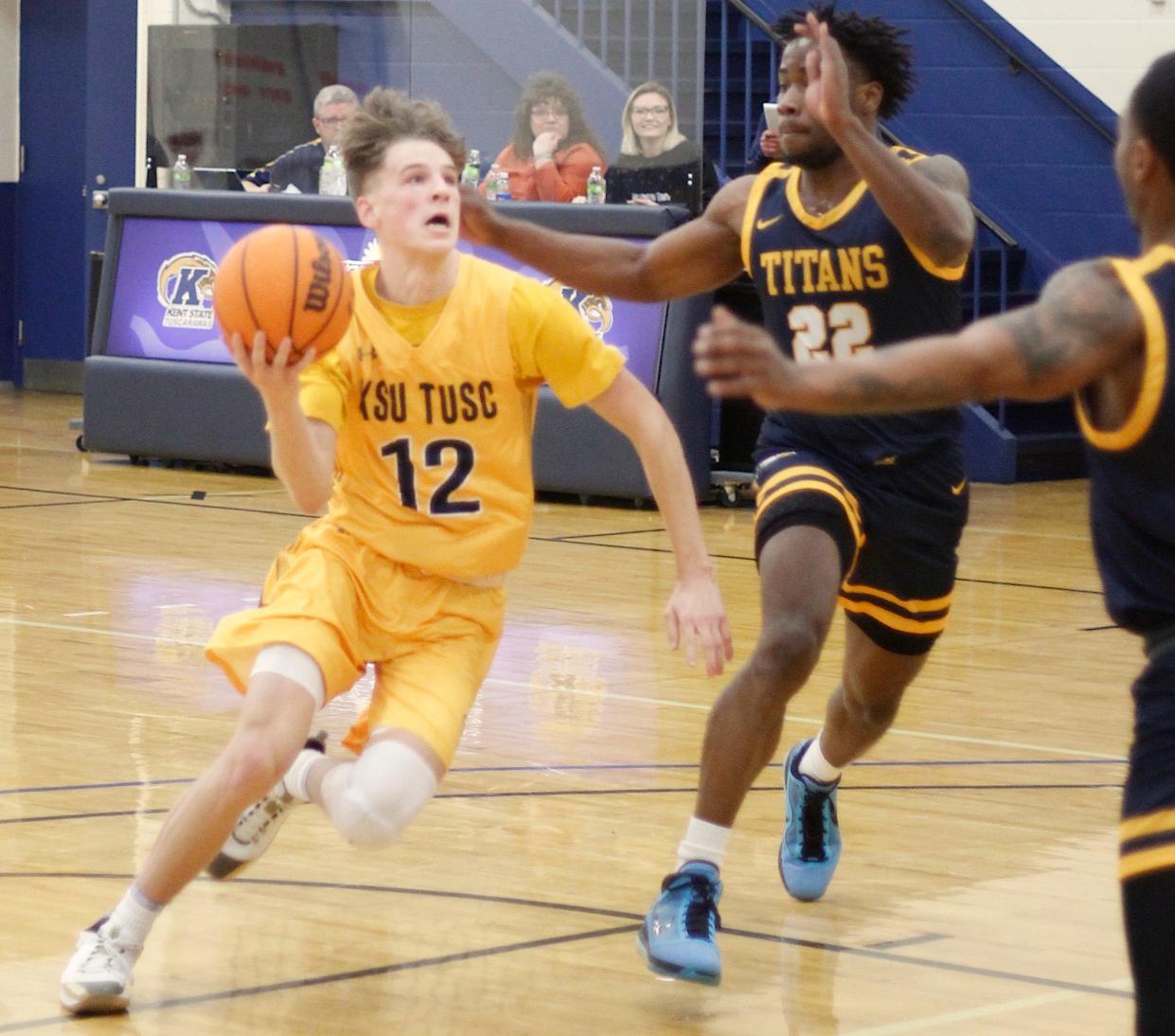 Kyle Shockley attacks the basket against CCBC and scored a collegiate career high 29 points.