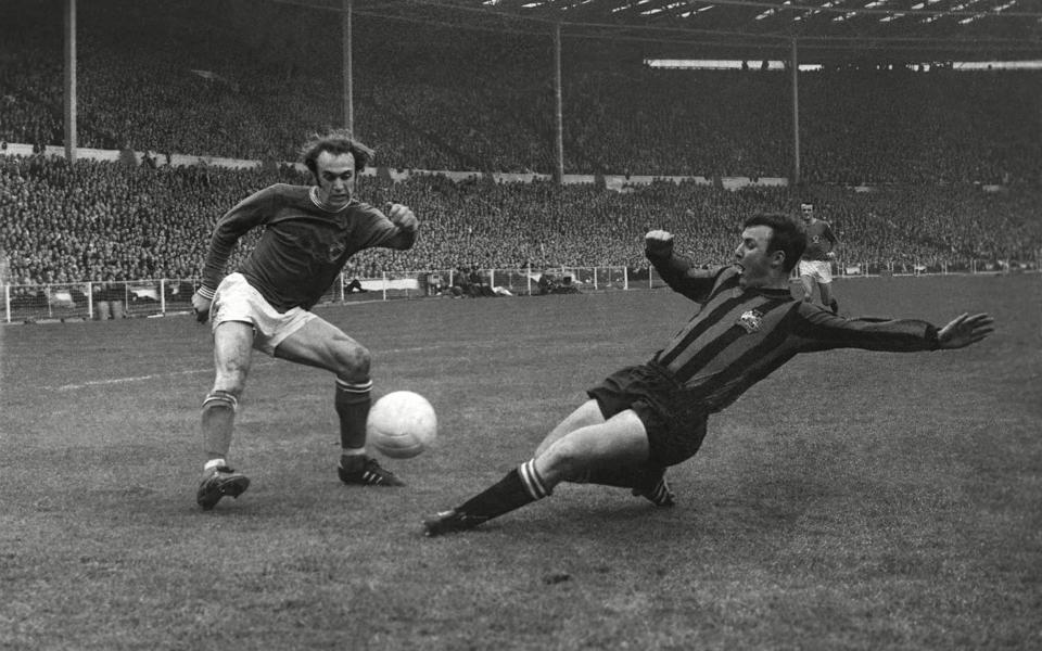 Pardoe makes a last-ditch challenge against Rodney Fern during the FA Cup final victory over Leicester City in 1969  - Colorsport/Shutterstock