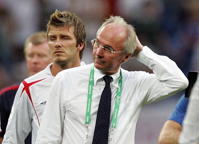 England coach Sven-Göran Eriksson appears dejected after England's elimination from the World Cup