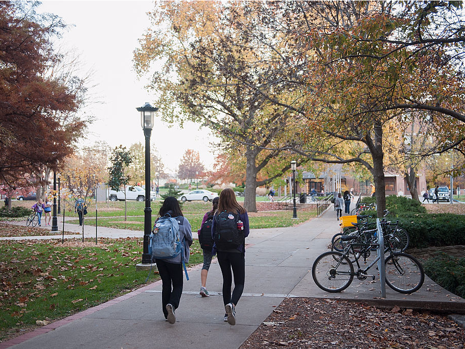 walking campus students college