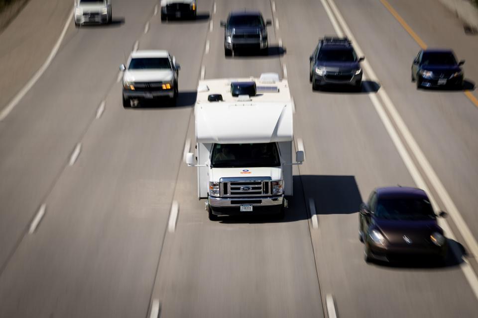 Traffic moves on I-15 in Salt Lake City on Thursday, May 18, 2023. | Spenser Heaps, Deseret News