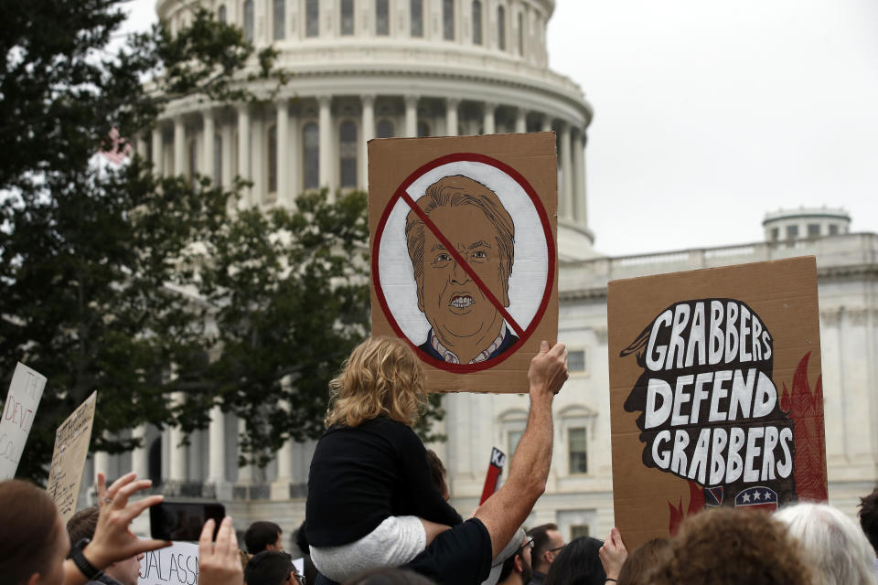 Demonstrators gather outside the U.S. Capitol to protest the confirmation vote for Supreme Court nominee Brett Kavanaugh in 2018. (Photo: Alex Brandon/Associated Press)