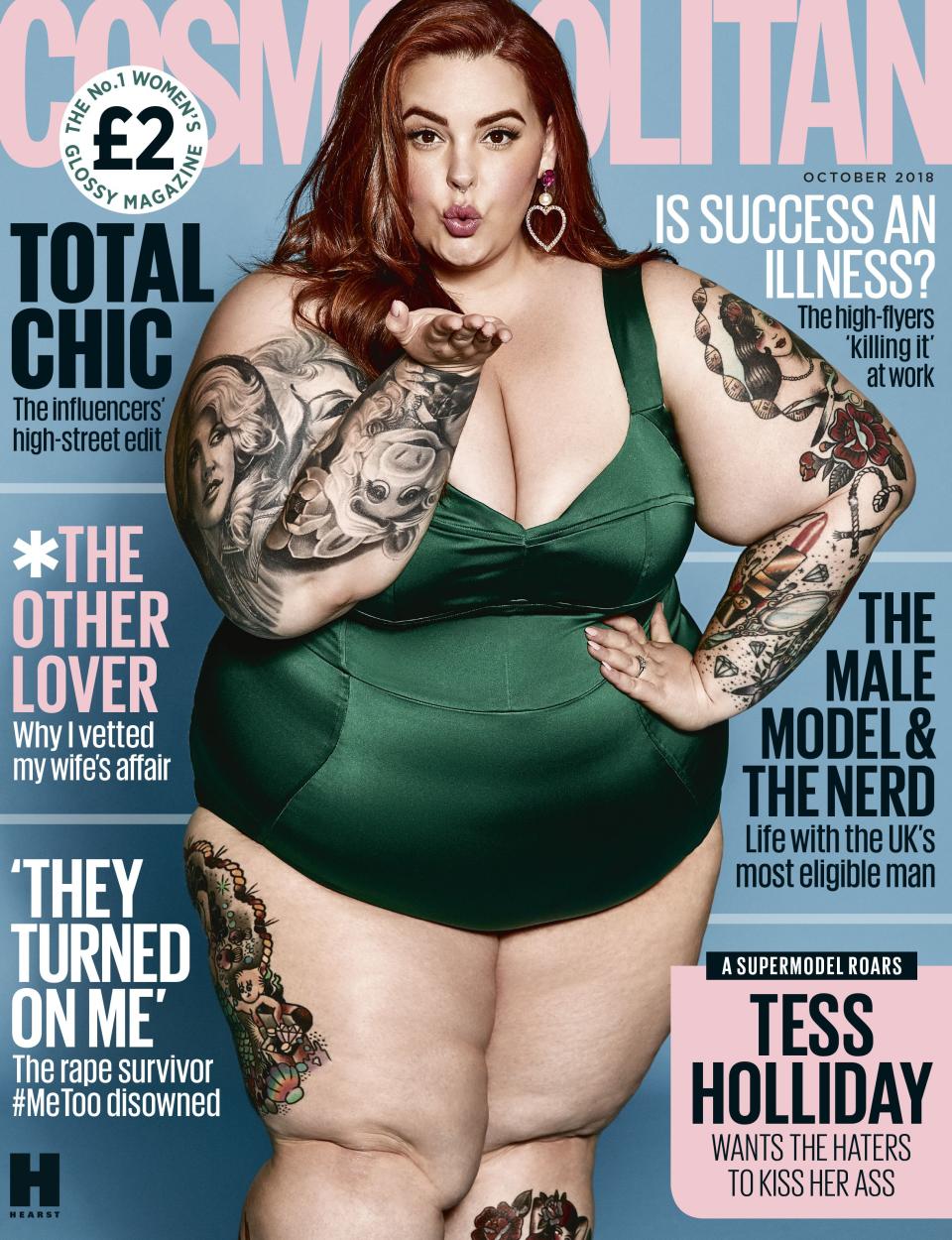 <p>Stolz zeigte sich das Plus-Size-Model Tess Holliday auf dem August-Cover der britischen „Cosmopolitan“ im knappen Badeanzug. Dafür musste sie im Netz einiges an Kritik einstecken. Sie konterte auf Twitter mit folgenden Worten: „An alle, die sagen, ich sei eine Belastung für das britische Gesundheitssystem: Ich bin Amerikanerin, also müsst ihr euch keine Sorgen um meinen fetten Arsch machen. Sorgt euch lieber darum, was für schreckliche Menschen ihr sein müsst, wenn euer kleingeistiges Leben von mir und meinem Cover auf einem Hochglanzmagazin beeinflusst wird.“ (Bild: Comsopolitan) </p>