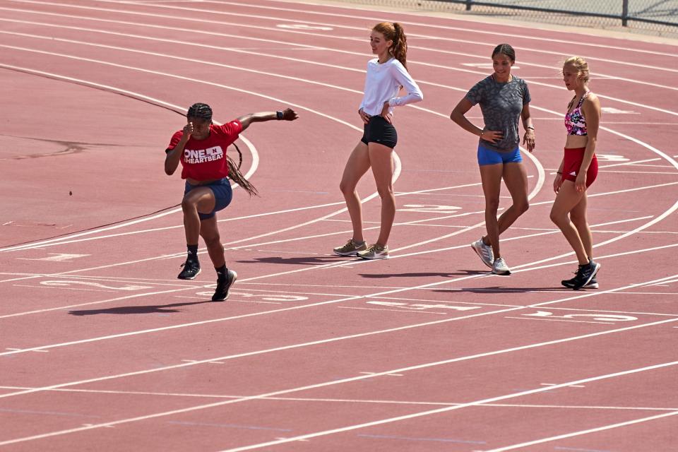 University of Nebraska athletes train in Lincoln, Neb., on Aug. 12, 2020.