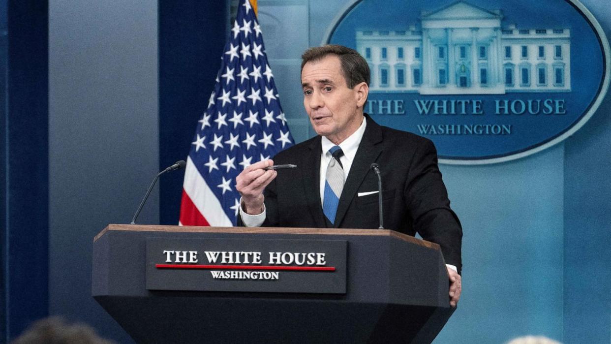 PHOTO: National Security Council spokesman John Kirby speaks during the daily press briefing at the White House, Feb. 15, 2024.  (Jim Watson/AFP via Getty Images)