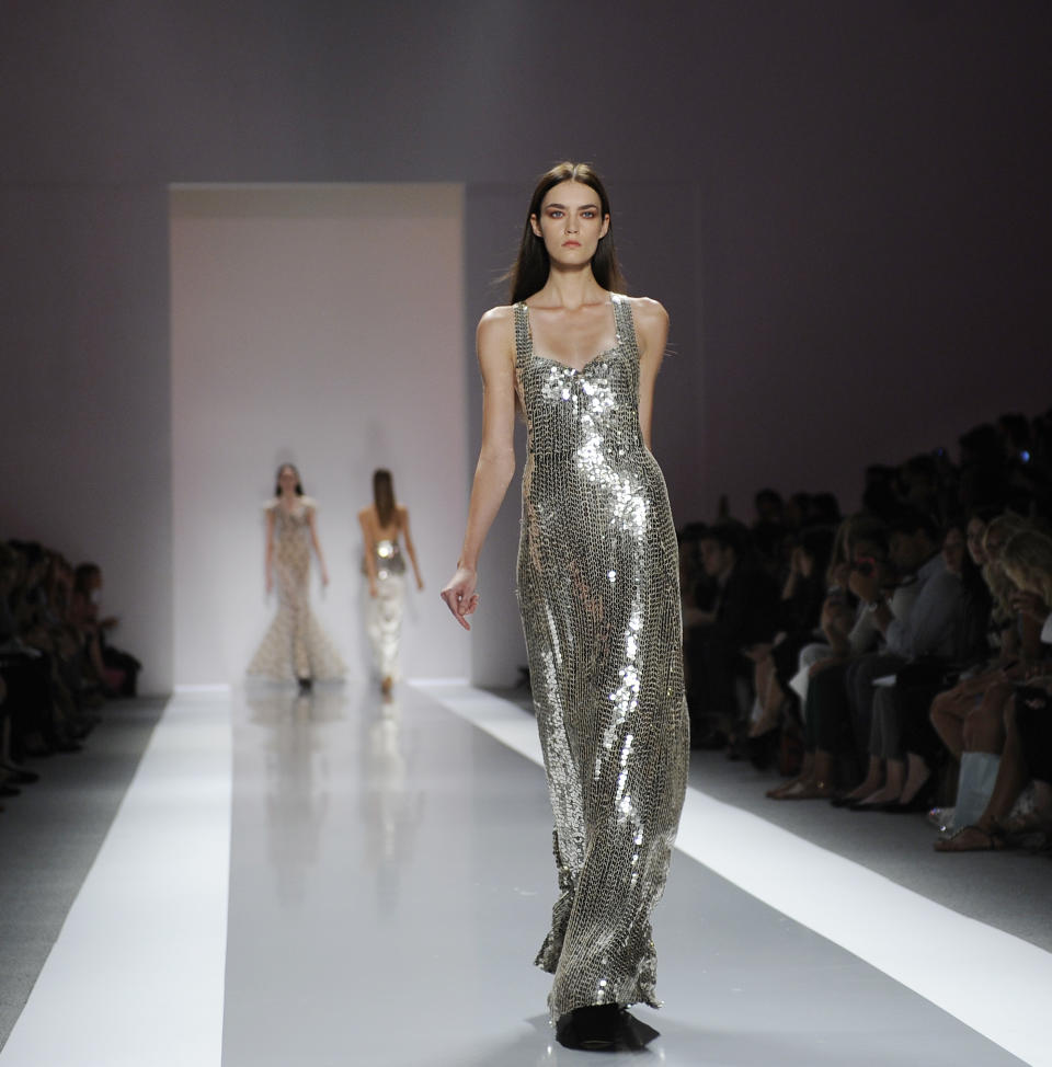 The Jill Stuart Spring 2013 collection is modeled during Fashion Week in New York, Saturday Sept 8, 2012. (AP Photo/Stephen Chernin)