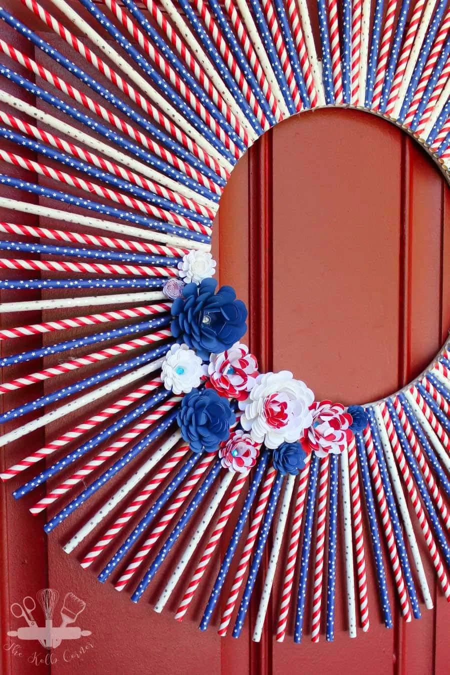 paper straw 4th of july wreaths