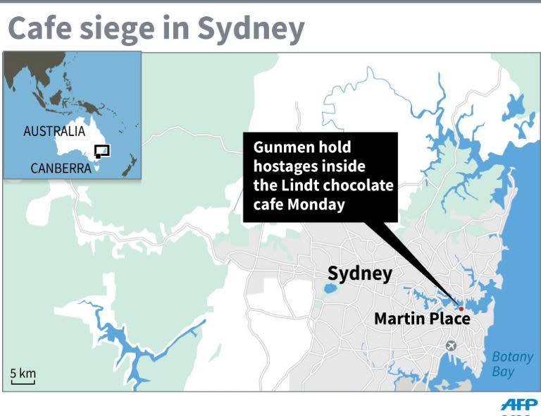 Map locating the cafe in Sydney