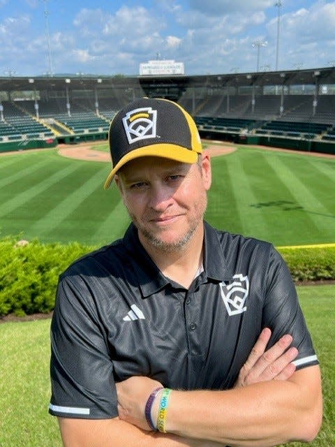 Nolensville manager Randy Huth poses at Little League World Series in South Williamsport, Pa.