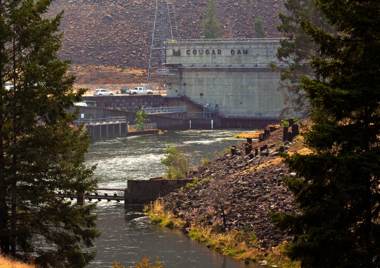 The Cougar Dam Powerhouse in the Cascades east of Springfield.