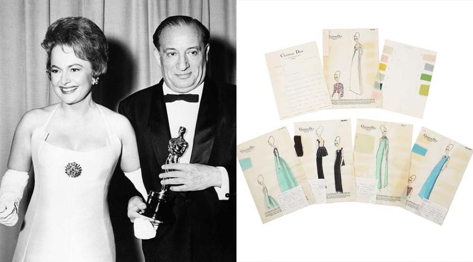 Academy Awards in 1963 with producer Sam Spiegel and Original Dior sketches