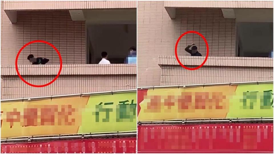 網友曝光的影片中，黑衣男對被害者拳打腳踢。（翻攝自《爆怨2公社》臉書社團）