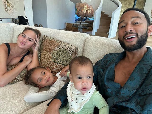 <p>John Legend/Instagram</p> Chrissy Teigen and John Legend with daughters Esti and Luna