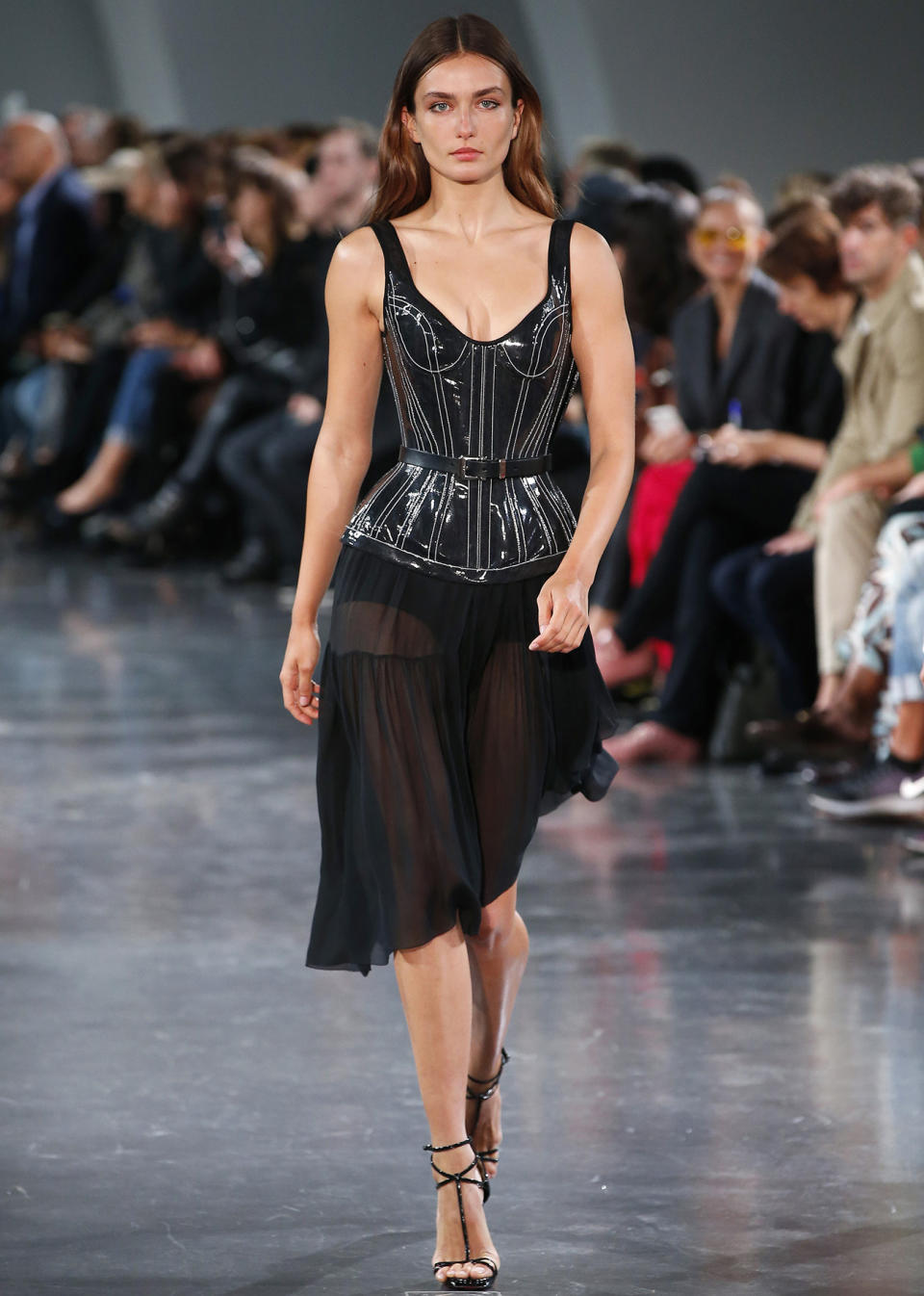 <p>Diaconu showed off some sexy corseting at Mugler.</p>