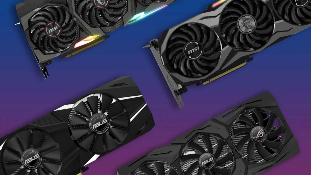  A collection of different graphics cards. 