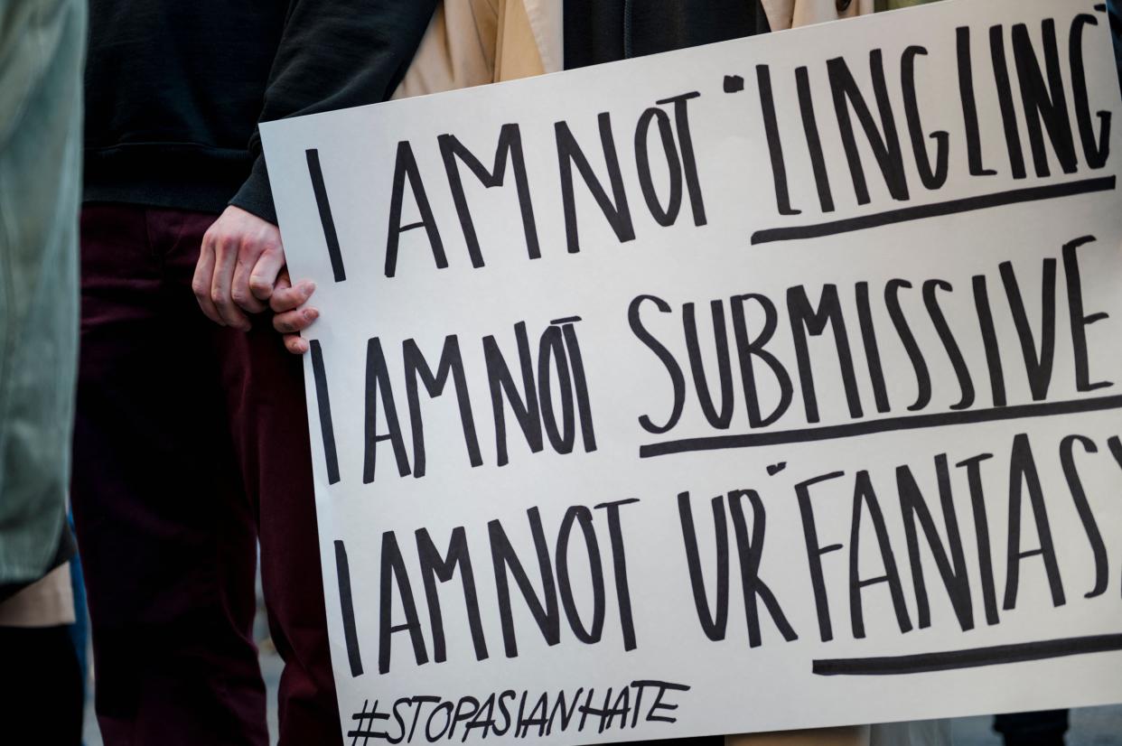 A demonstration against anti-Asian racism on March 21 in Montreal. (Photo: ANDREJ IVANOV via Getty Images)