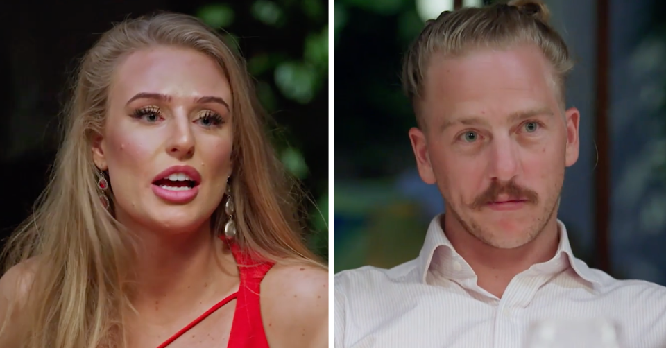 MAFS’ Tayla Winter and Cam Woods at the reunion dinner party.