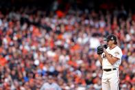 SAN FRANCISCO, CA - OCTOBER 24: Barry Zito #75 of the San Francisco Giants looks to throw a pitch in the first inning against the Detroit Tigers during Game One of the Major League Baseball World Series at AT&T Park on October 24, 2012 in San Francisco, California. (Photo by Christian Petersen/Getty Images)