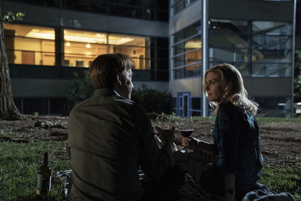 Bob Odenkirk as Saul Goodman and Rhea Seehorn as Kim Wexler in Better Call Saul. - Credit: Greg Lewis/AMC/Sony Pictures Television