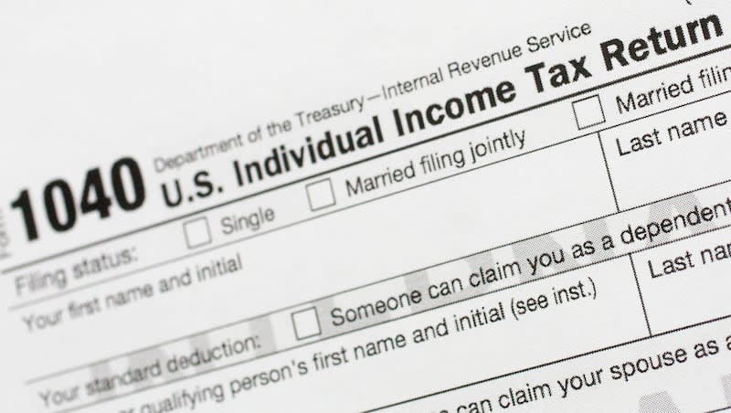 A portion of the 1040 U.S. Individual Income Tax Return form is shown July 24, 2018, in New York.