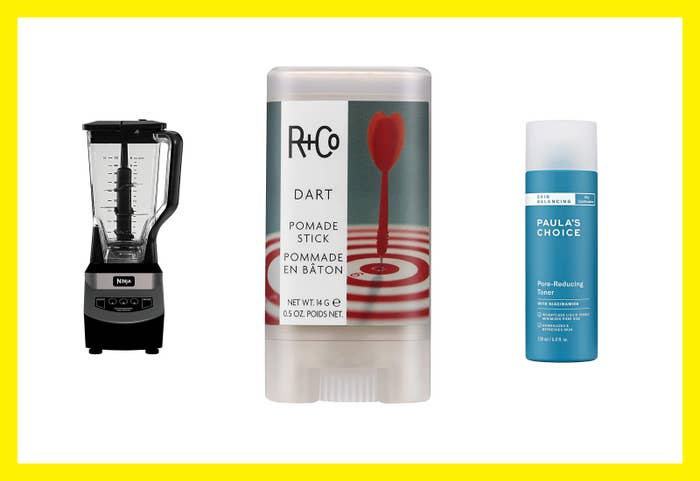 A Ninja blender, R+Co pomade stick, and Paula's Choice Pore-Resurfacing Toner