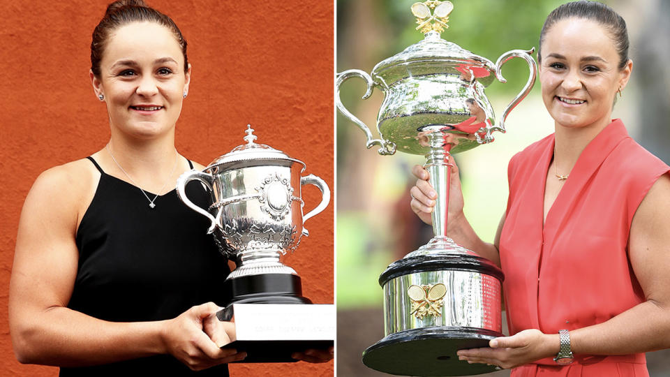 Ash Barty, pictured here after winning the French Open in 2019 and Australian Open in 2022.