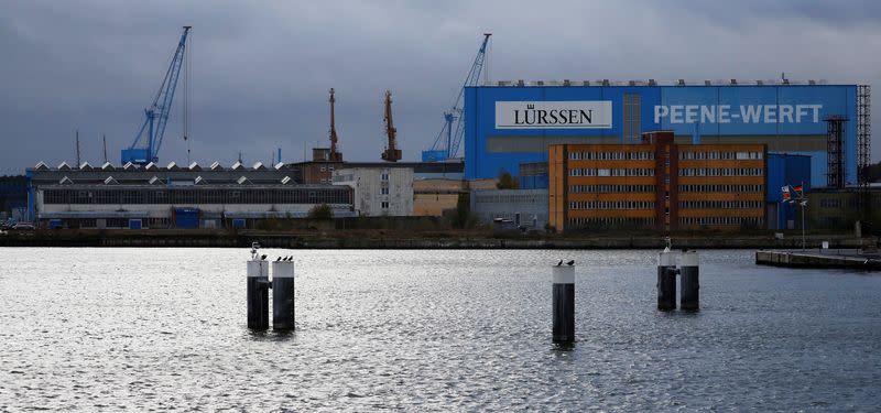 FILE PHOTO: The Luerssen Peene shipyard is pictured in Wolgast in Germany