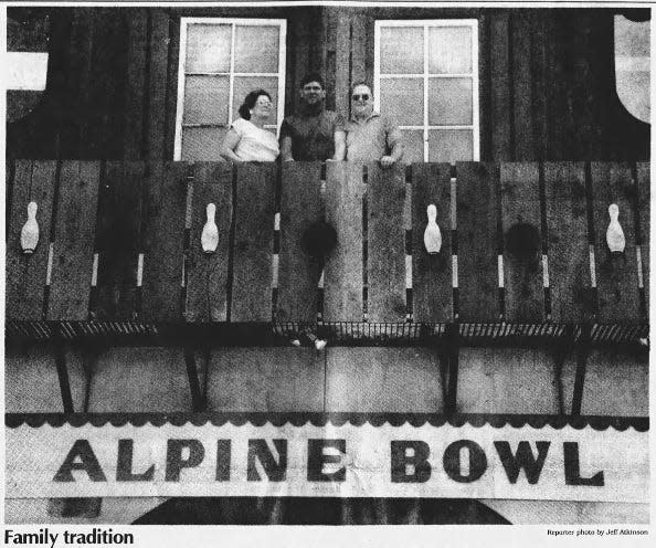 Alpine Bowl, originally known as Arcade Lanes, was a family-run business that closed in 1991. Pictured here are, from left, Dorothy, Gary and Frank Hilbert.