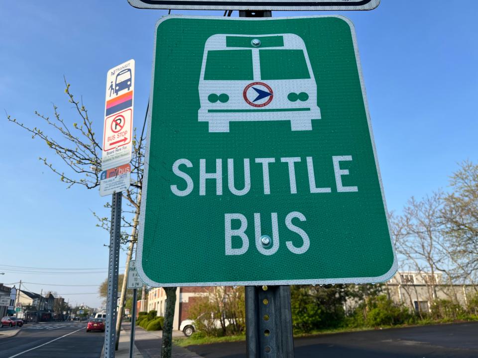 Route 71 Shark River shuttle bus sign.