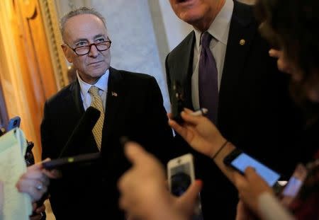 Senator Chuck Schumer (D-NY) speaks after the Senate voted to override U.S. President Barack Obama's veto of a bill that would allow lawsuits against Saudi Arabia's government over the Sept. 11 attacks, on Capitol Hill in Washington, U.S., September 28, 2016. REUTERS/Joshua Roberts