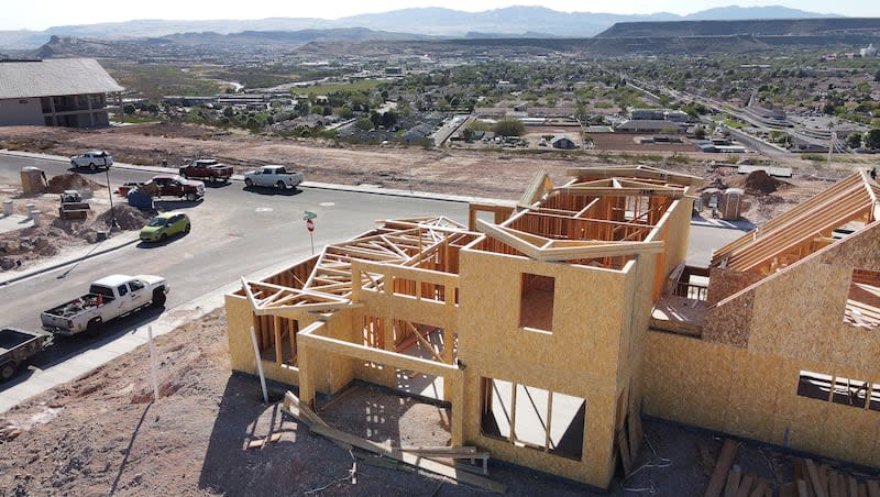 Homes under construction in St. George are pictured on Thursday, April 8, 2021.